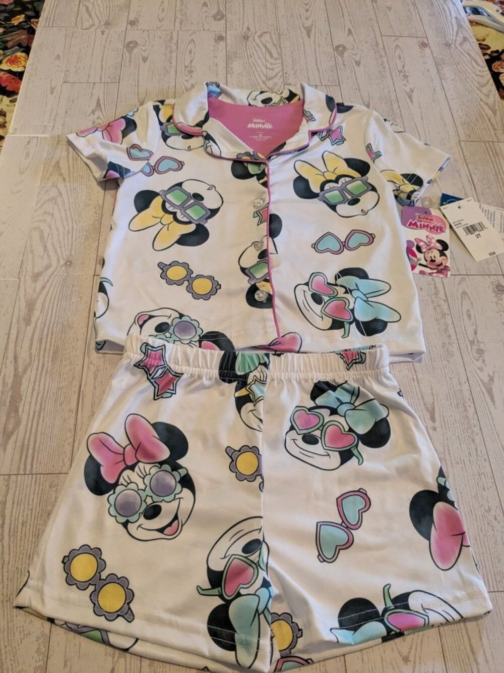 Disney Junior Minnie Mouse 2T Girls Two-Piece Pajama Set Fun Sunglasses
